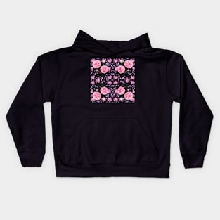 Crystal Hearts and Flowers Valentines Kaleidoscope pattern (Seamless) 4 Kids Hoodie